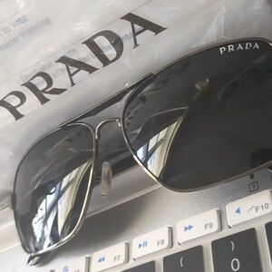 Prada Dark Gray Aviator Sunglasses